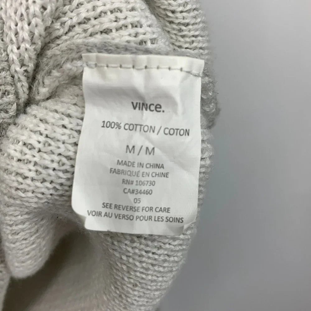 Vince Sweater Color Jacquard Gray Crewneck Long Sleeve Pullover - Picture 4 of 10